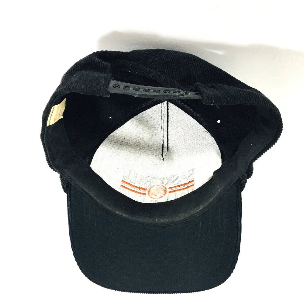 Vintage 80's Corduroy Rope Basketball Yupoong Snapback Hat Cap Bengals Colors